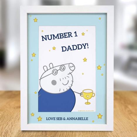 Personalised Peppa Pig Number 1 Daddy A4 Framed Print Extra Image 1